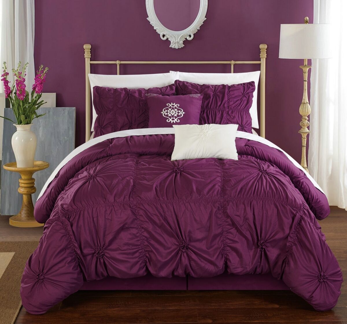 Chic Home Halpert 6-Pc Queen Comforter Set - Purple
