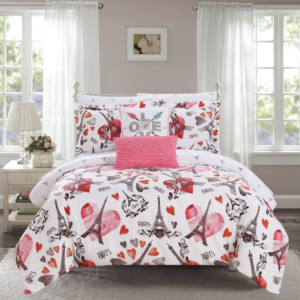 Chic Home Le Marias 9 Piece Full Bed In a Bag Comforter Set - Pink