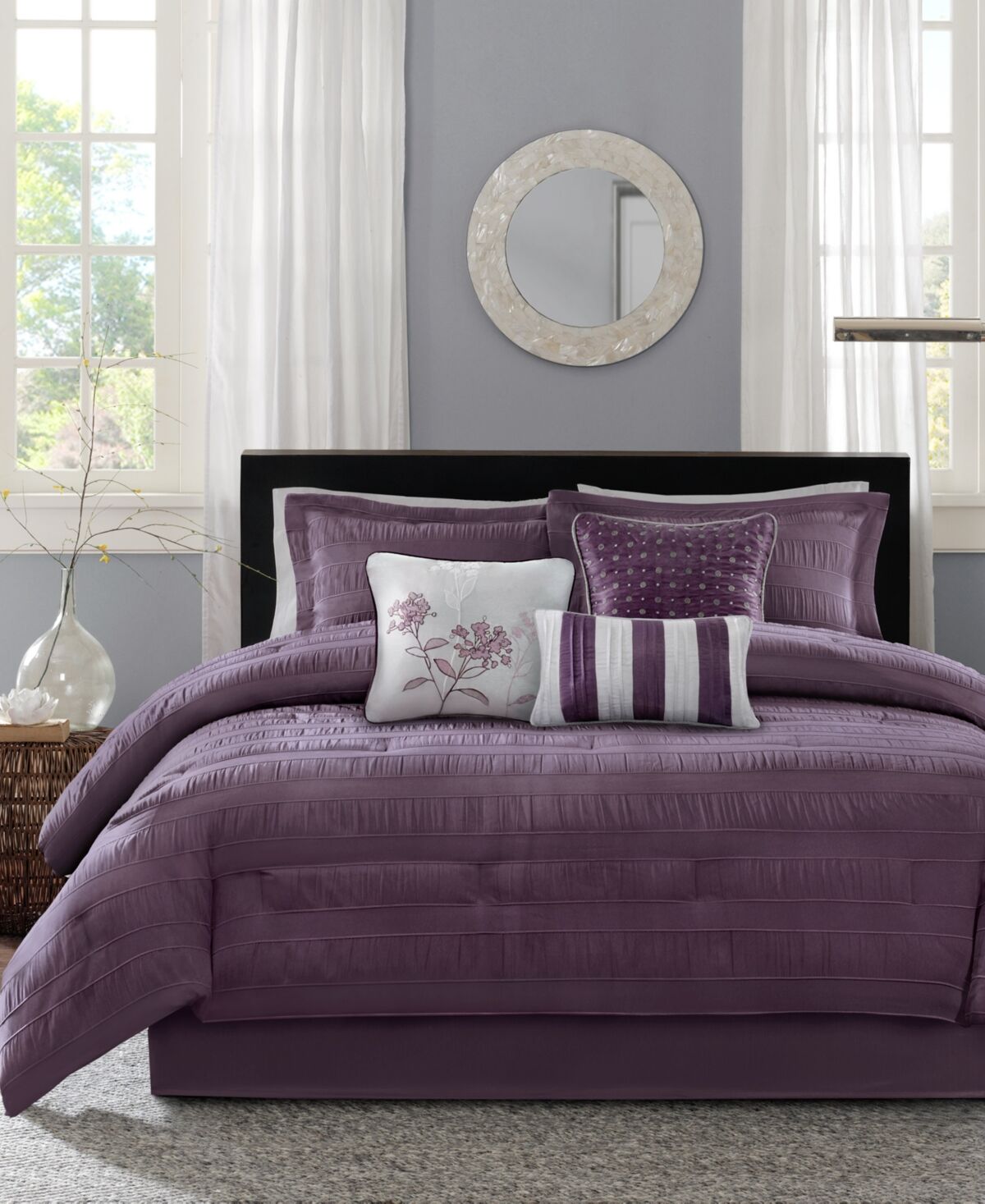 Madison Park Hampton 7-Pc. Comforter Set, King - Plum