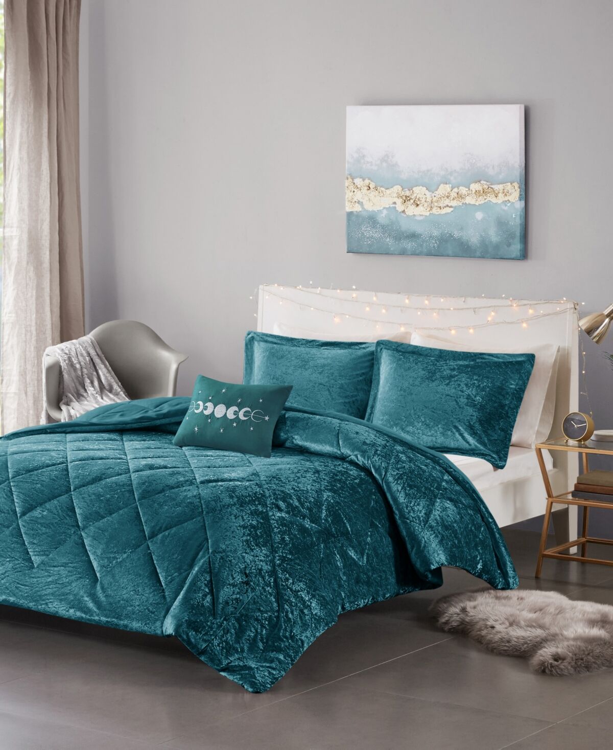 Intelligent Design Felicia Velvet 4-Pc. Comforter Set, King/California King - Teal