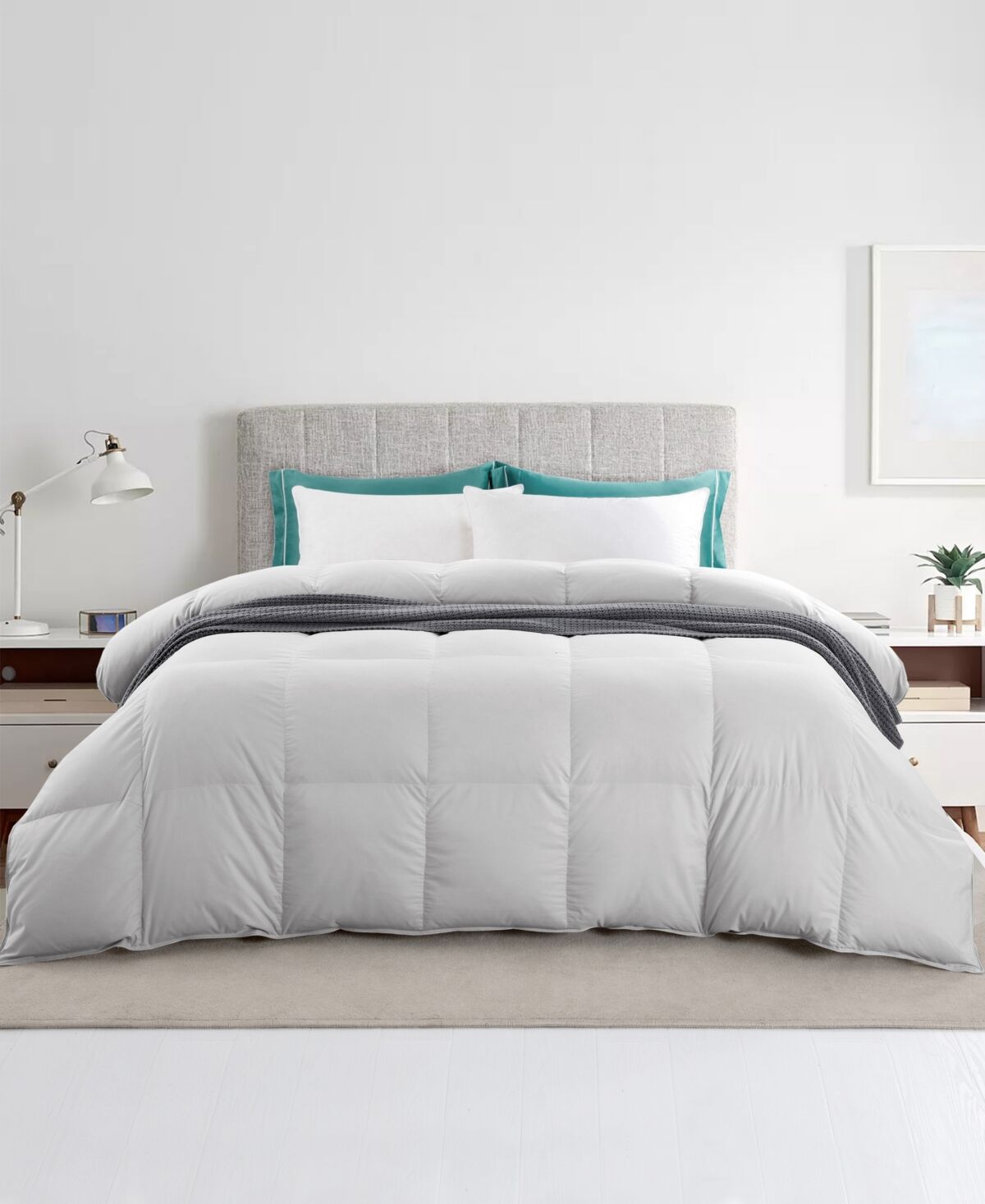 Unikome Year Round Ultra Soft Fabric Baffled Box Design 75% Down Comforter, Full-Queen - Silver-Tone