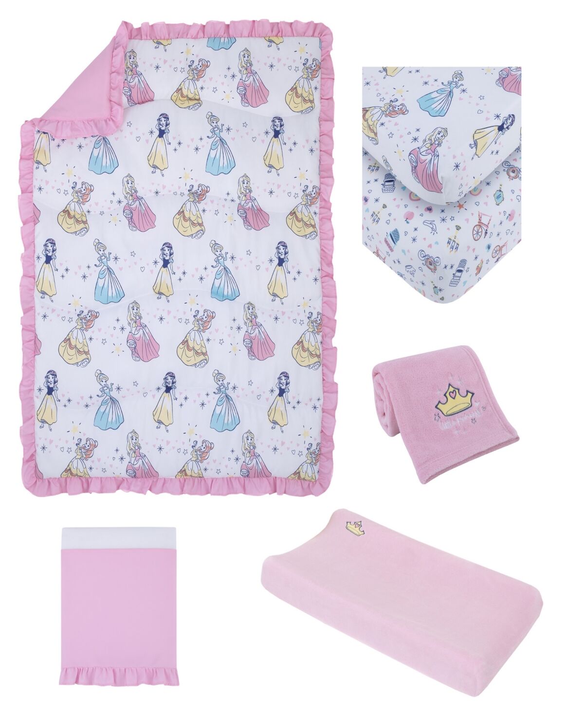 Disney Little Princess 6 Piece Crib Bedding Set - Pink