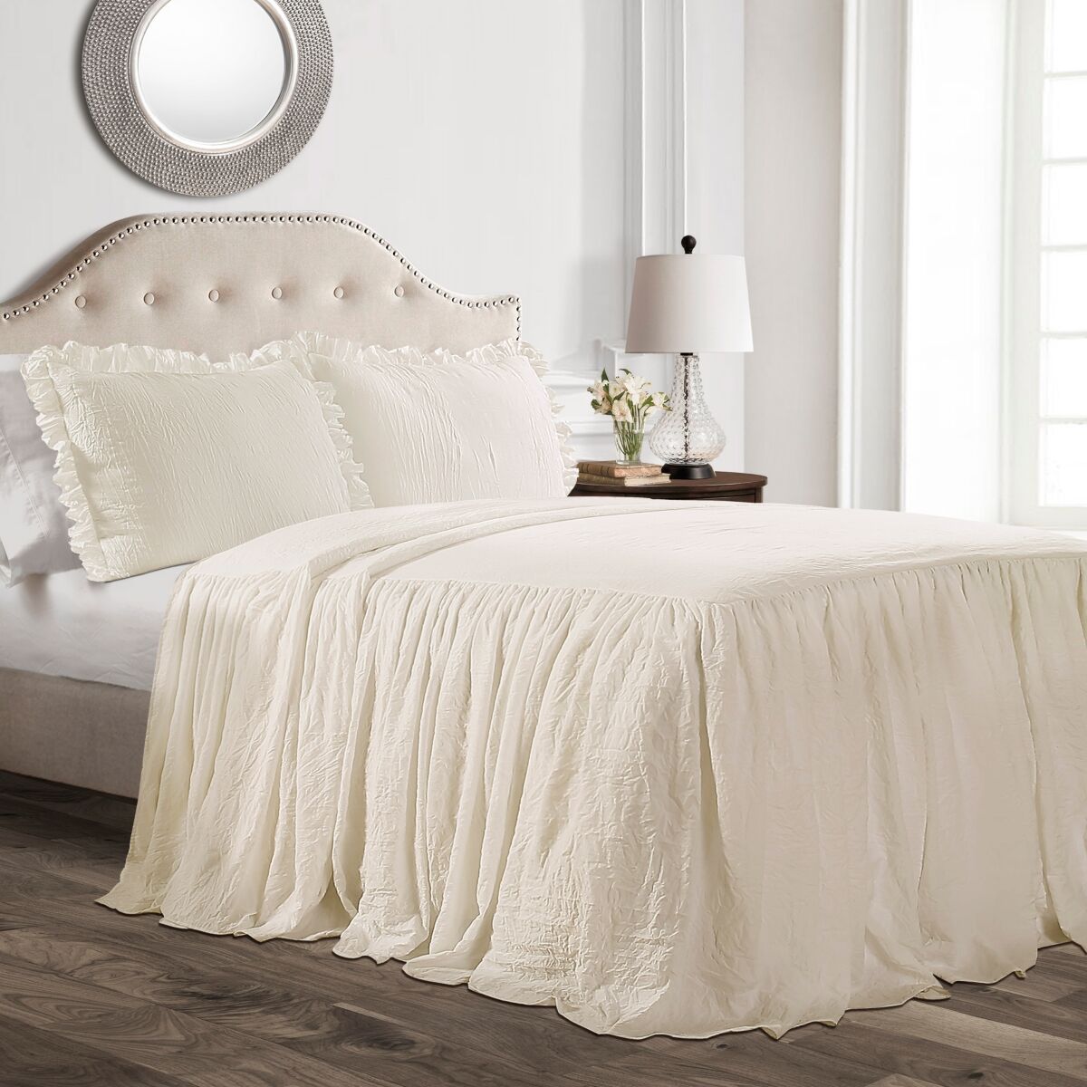 Lush Decor Ruffle Skirt 3-Piece King Bedspread Set - Ivory