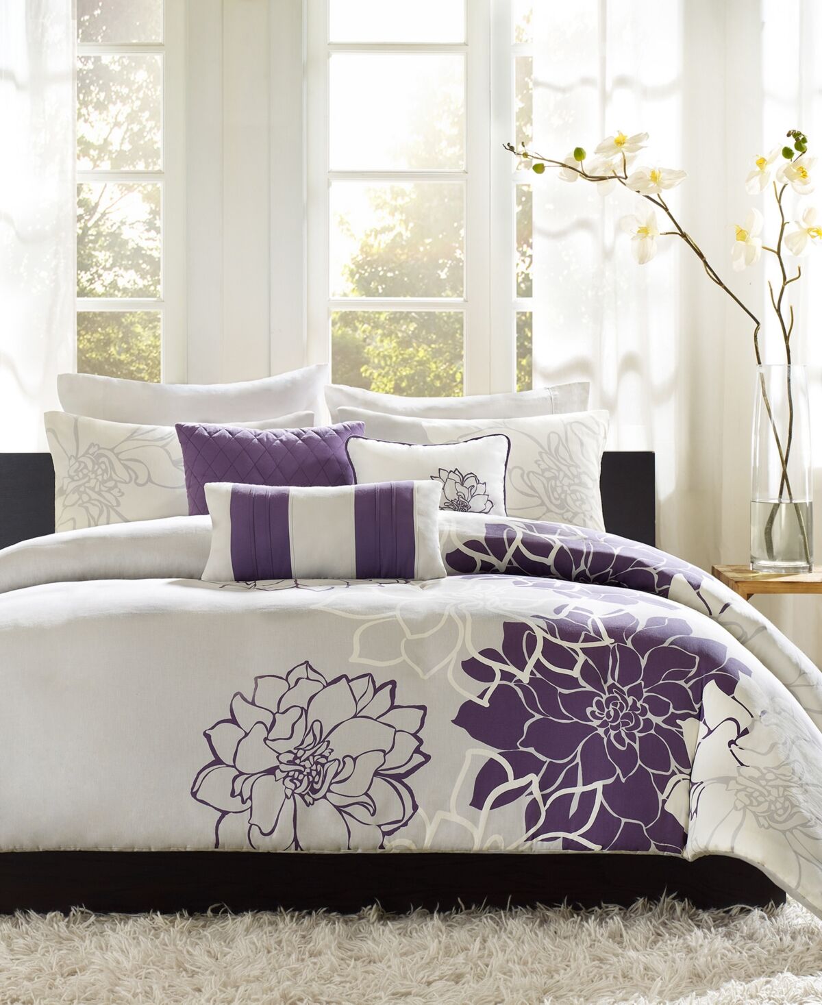 Madison Park Lola 6-Pc. Duvet Cover Set, Full/Queen - Purple