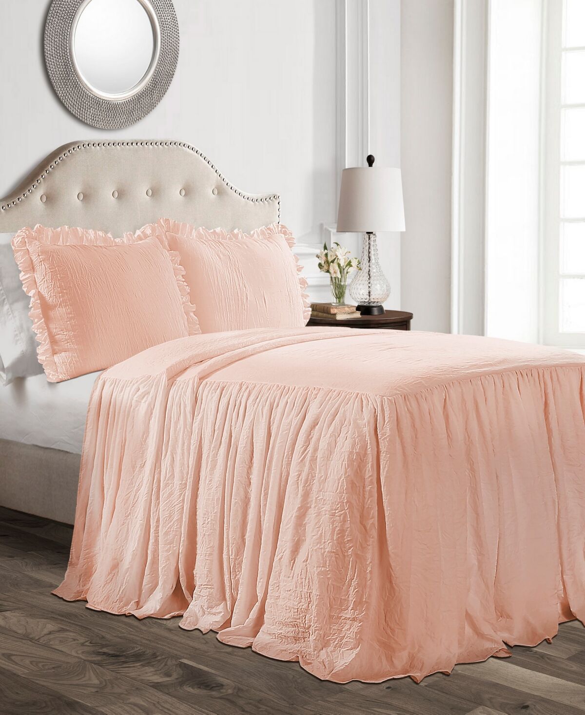 Lush Decor Ruffle Skirt 3-Piece King Bedspread Set - Blush