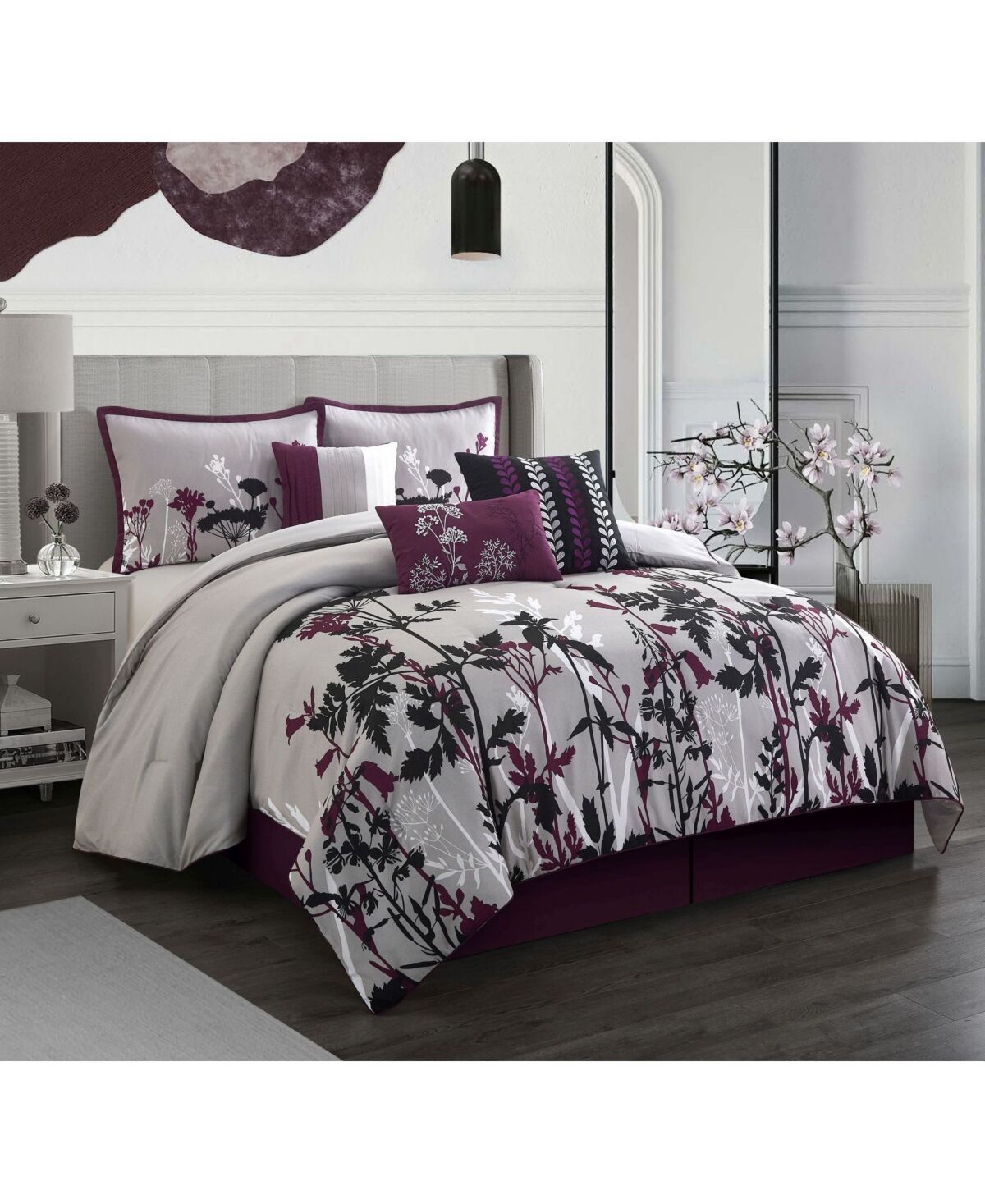 Nanshing Darlene Comforter Set, Queen, 7-Piece - Purple