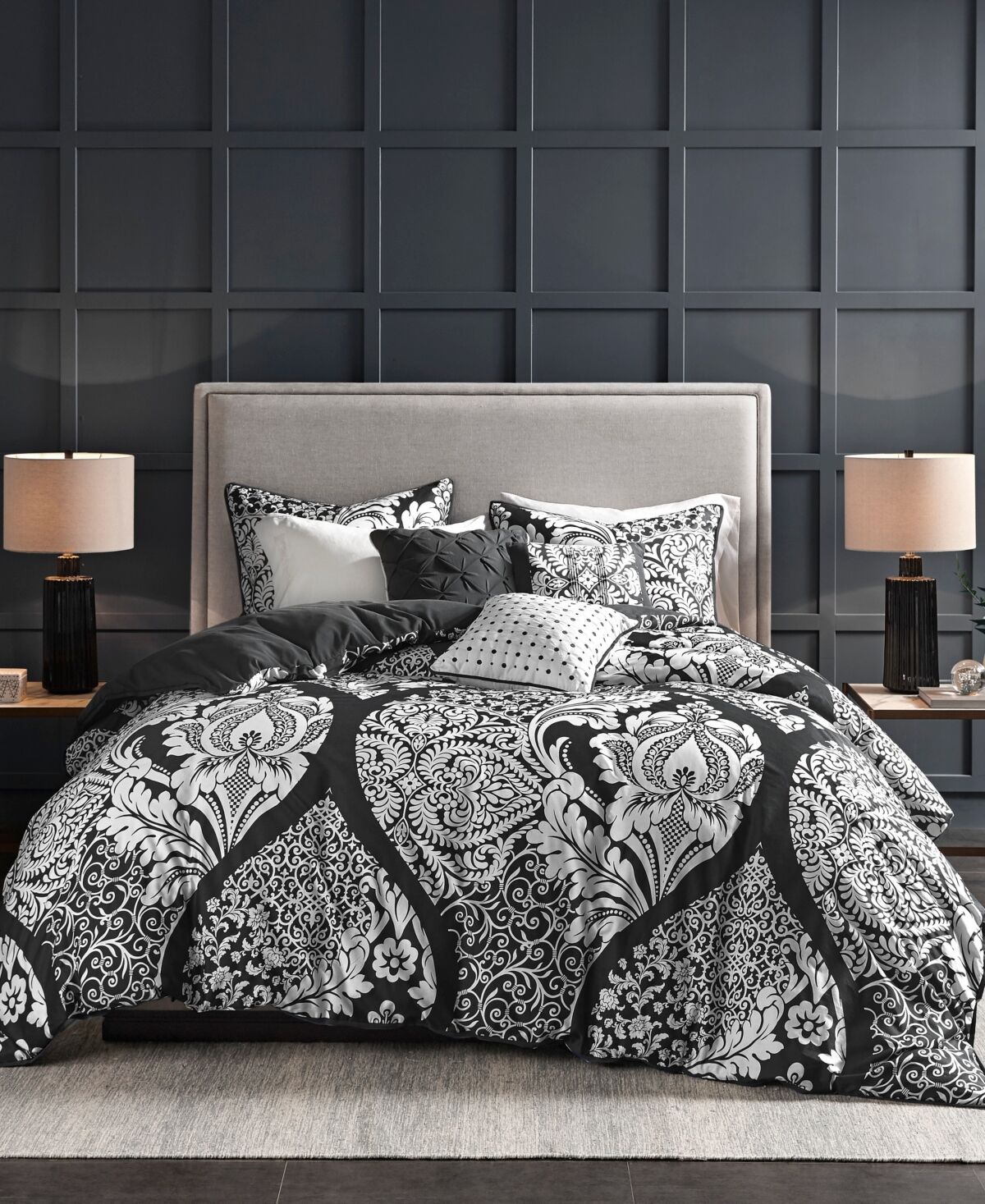 Madison Park Vienna 6-Pc. Duvet Cover Set, Full/Queen - Black