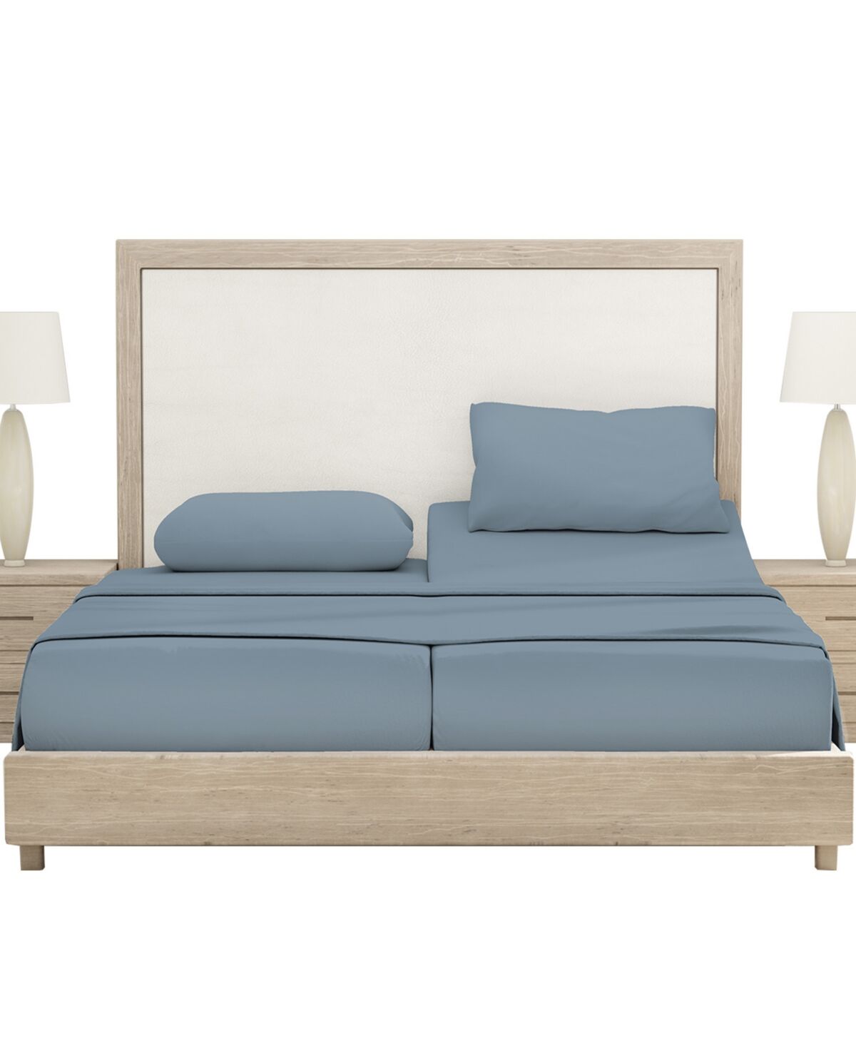 California Design Den Luxury Bed Sheets Set - 800 Thread Count 100% Cotton Sheets, Deep Pocket, Soft, Cool & Breathable - Split King Size - Pastel blue - steel