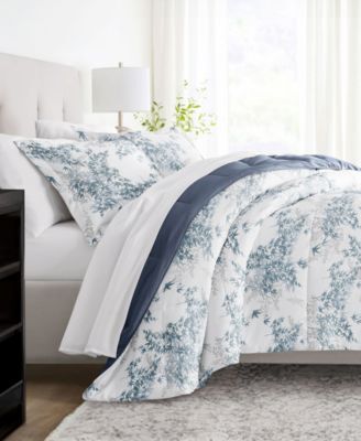 Ienjoy Home Bamboo Leaves Blue Pattern Comforter Sets