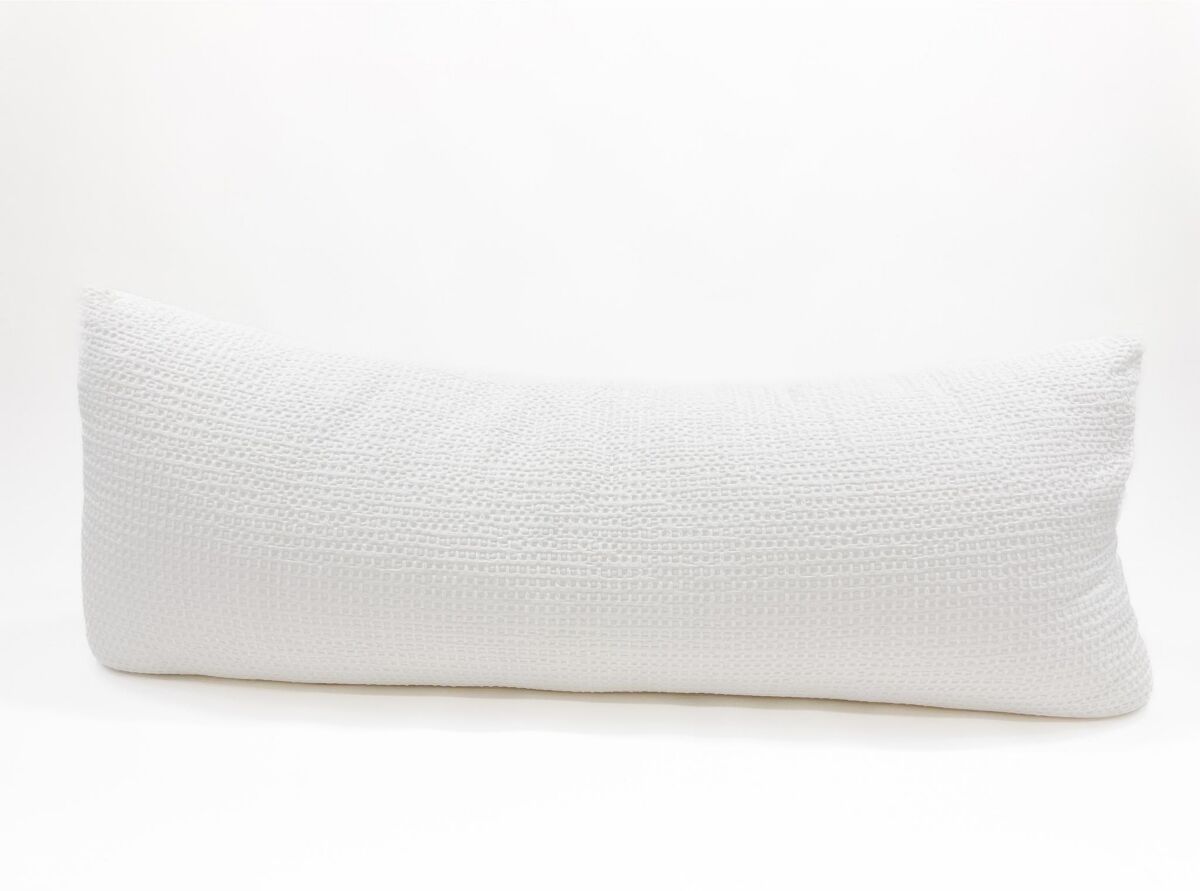 Anaya Home Body Pillow 20x54 Down Alternative White Cotton Waffle Weave - White