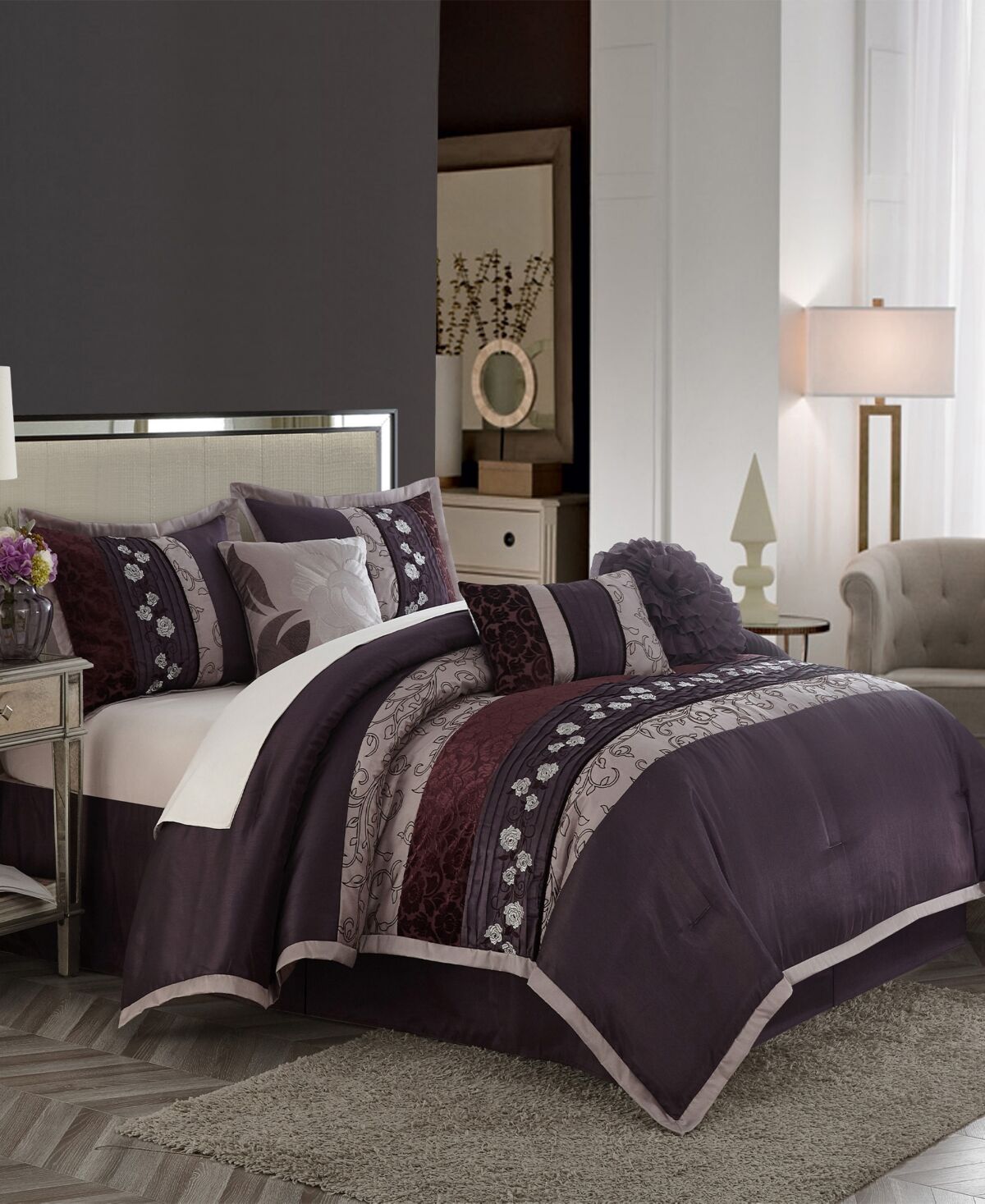 Nanshing Riley 7 Pc Comforter Set, Queen - Purple