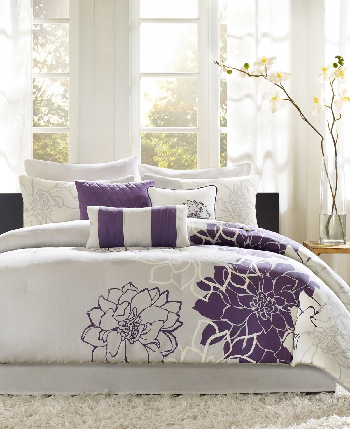 Madison Park Lola 7-Pc. Comforter Set, Queen - Purple