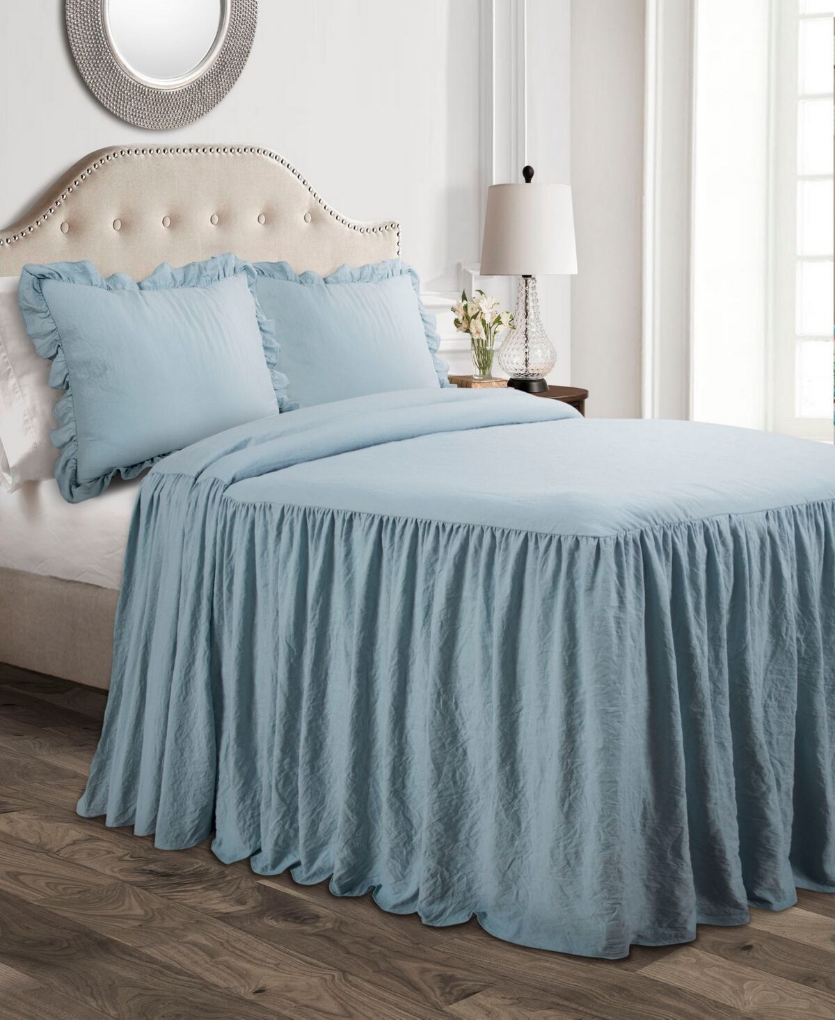 Lush Decor Ruffle Skirt 3-Piece Full Bedspread Set - Lake Blue