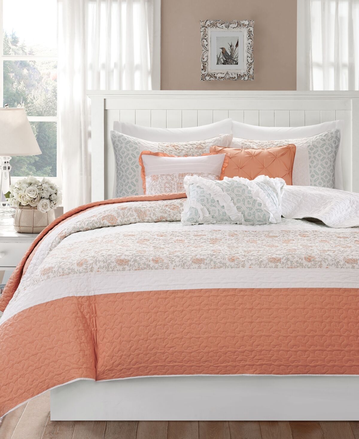 Madison Park Dawn 6-Pc. Quilt Set, King/California King - Coral