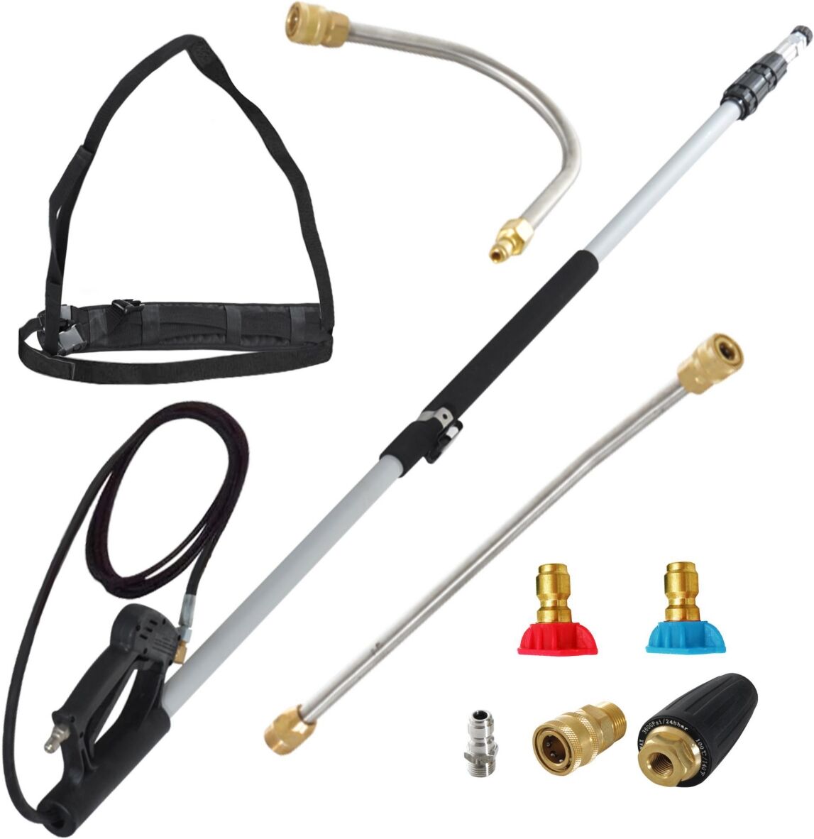 Outsunny 18' High Pressure Power Washer Telescoping Lance Extension Wand with 3/8 Inch Quick Connection, 2 Spray Nozzle Tips, 2 Wand Pivoting Couplers