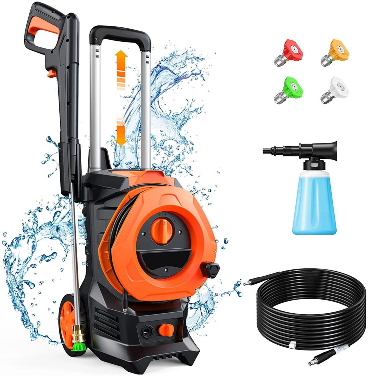 Sugift 2.0 Gpm Electric High Pressure Washer, Cleans Cars/Fences/Patios - Orange