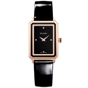 Balmain Women's Swiss Eirini Black Leather Strap Watch 25x33mm - Pink/black