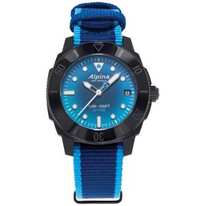 Alpina Women's Swiss Automatic Seastrong Gyre Blue Plastic Strap Watch 36mm - Limited Edition - Recycled Case With Blue Dial With Anti R