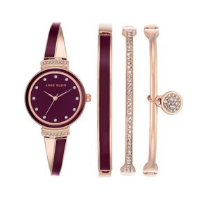 Anne Klein Glossy Dial with Cubic Zirconia Crystals Watch - Brown