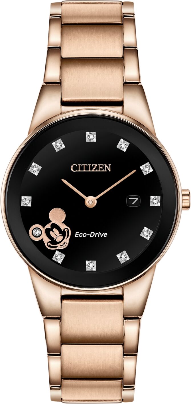 Citizen Disney by Citizen Mickey Mouse Diamond-Accent Rose Gold-Tone Bracelet Watch 29.5mm - Rose Gold-tone