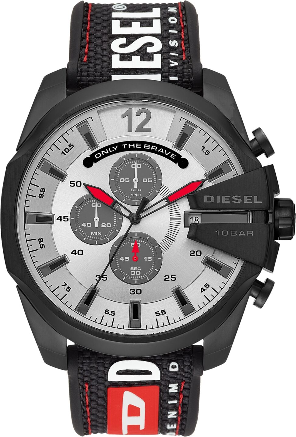 Diesel Men's Chronograph Mega Chief Black Silicone Strap Watch 51mm - Black