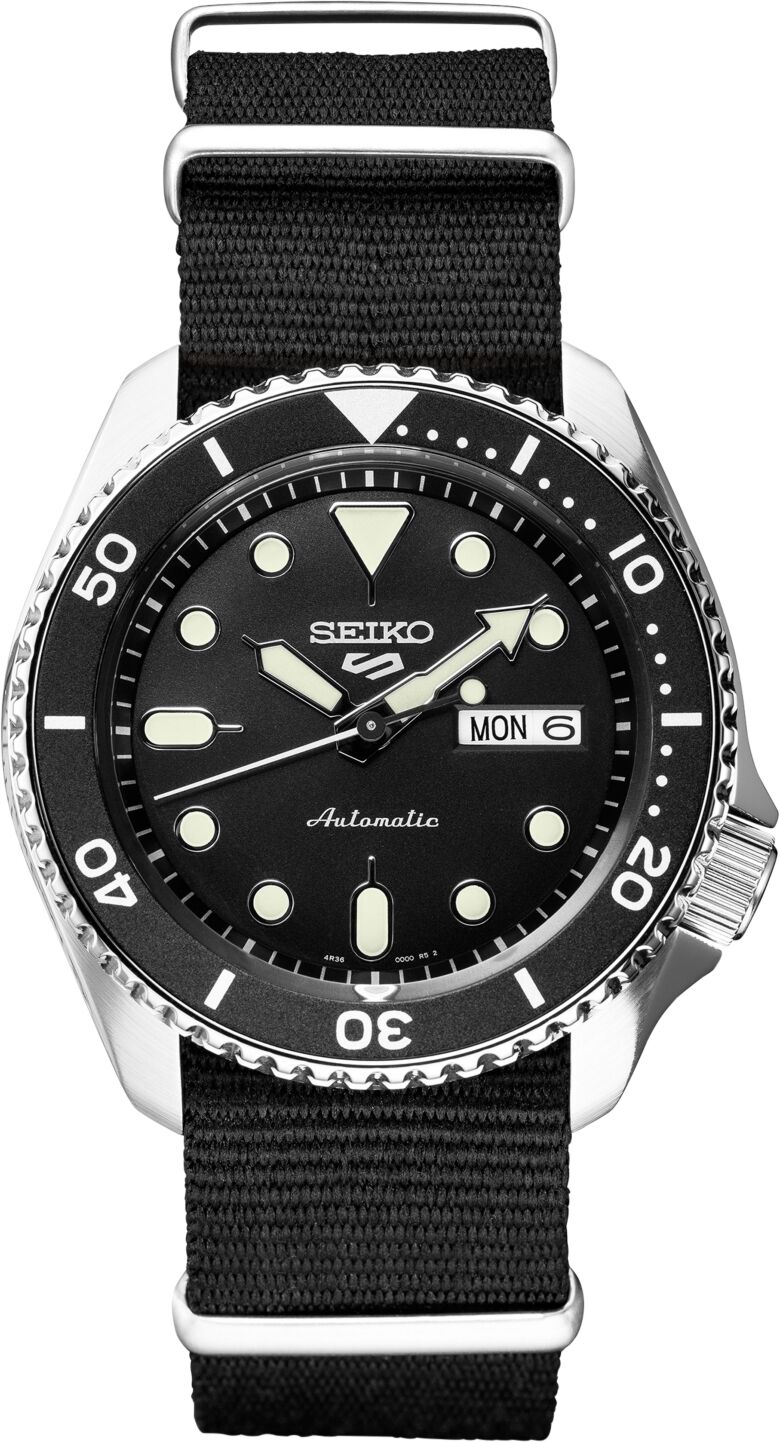 Seiko Limited Edition Seiko Men's Automatic 5 Sports Black Nylon Strap Watch 42.5mm, Created for Macy's - Black