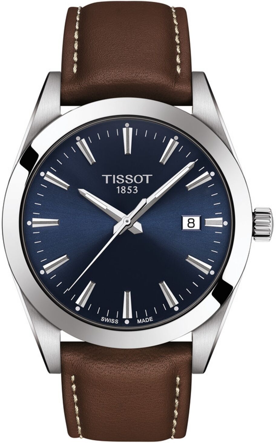 Tissot Men's Swiss T-Classic Gentleman Brown Leather Strap Watch Watch 40mm - Brown