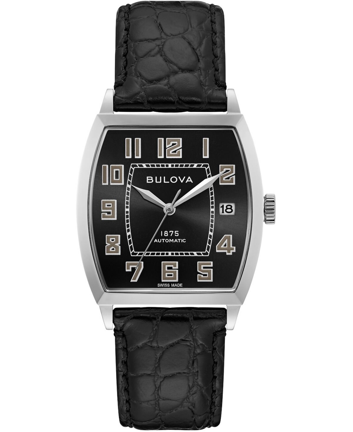 Bulova Limited Edition Bulova Men's Swiss Automatic Joseph Bulova Black Leather Strap Watch 33x33.5mm - Black
