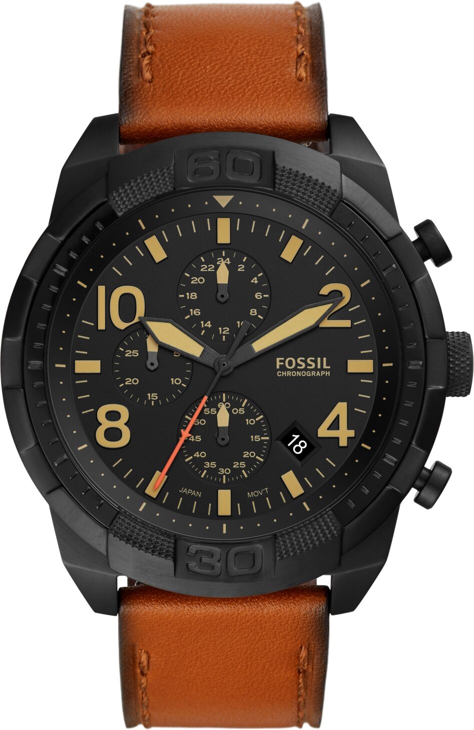 Fossil Men's Chronograph Bronson Brown Leather Strap Watch 50mm - Brown