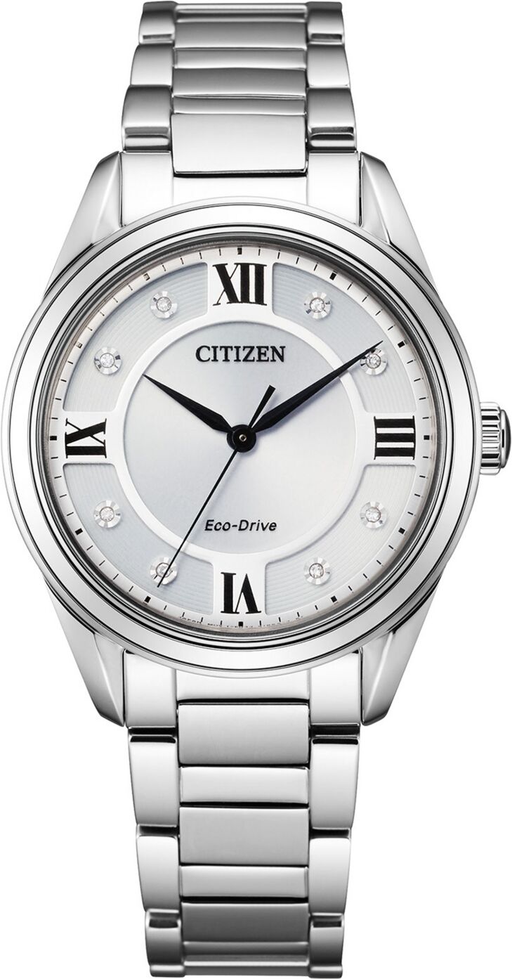 Citizen Eco-Drive Women's Arezzo Diamond-Accent Stainless Steel Bracelet Watch 32mm - Silver-tone