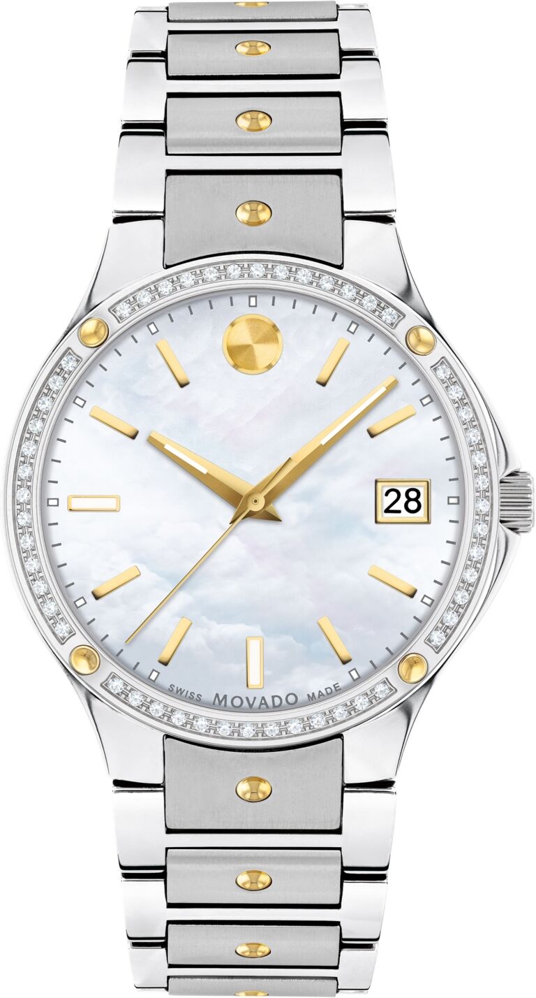 Movado Women's Swiss Se Diamond (1/5 ct. t.w.) Gold-Tone Pvd & Stainless Steel Bracelet Watch 32mm - Two Tone