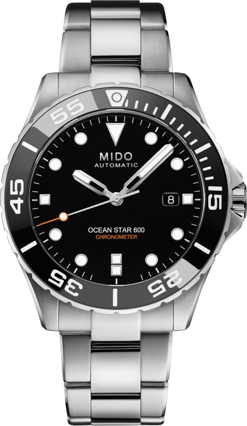 Mido Men's Swiss Automatic Ocean Star 600 Chronometer Stainless Steel Bracelet Watch 44mm - Black