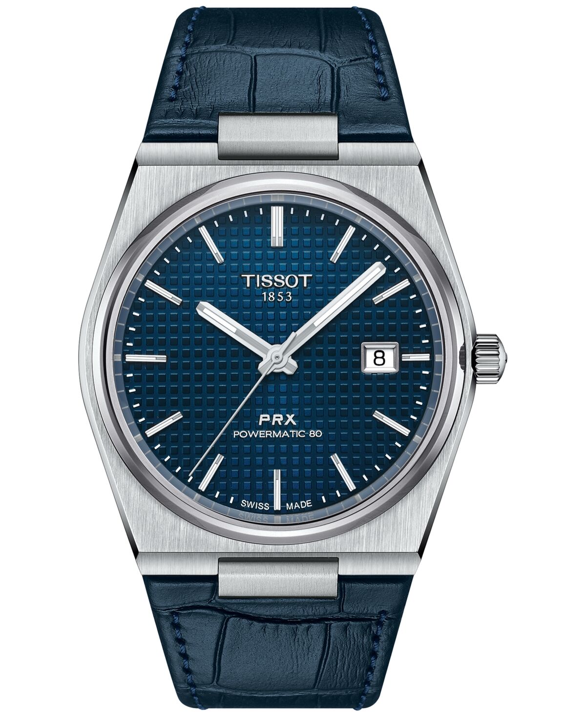 Tissot Men's Swiss Automatic Prx Powermatic 80 Blue Leather Strap Watch 40mm - Blue