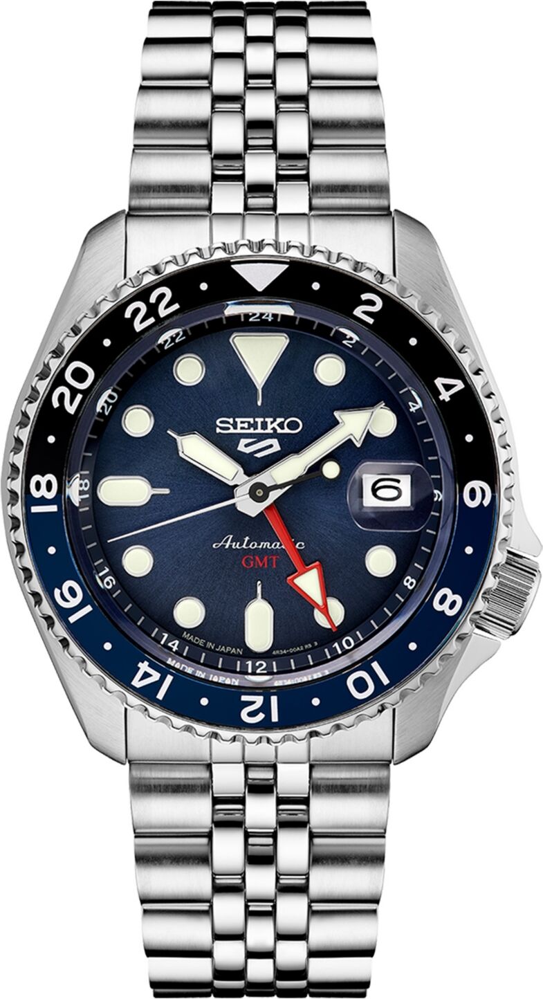 Seiko Men's Automatic 5 Sports Stainless Steel Bracelet Watch 43mm - Blue