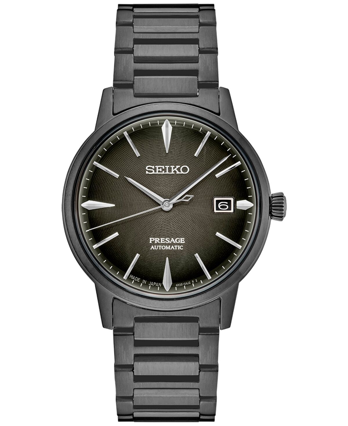 Seiko Men's Automatic Presage Black Ion Finish Stainless Steel Bracelet Watch 40mm - Black