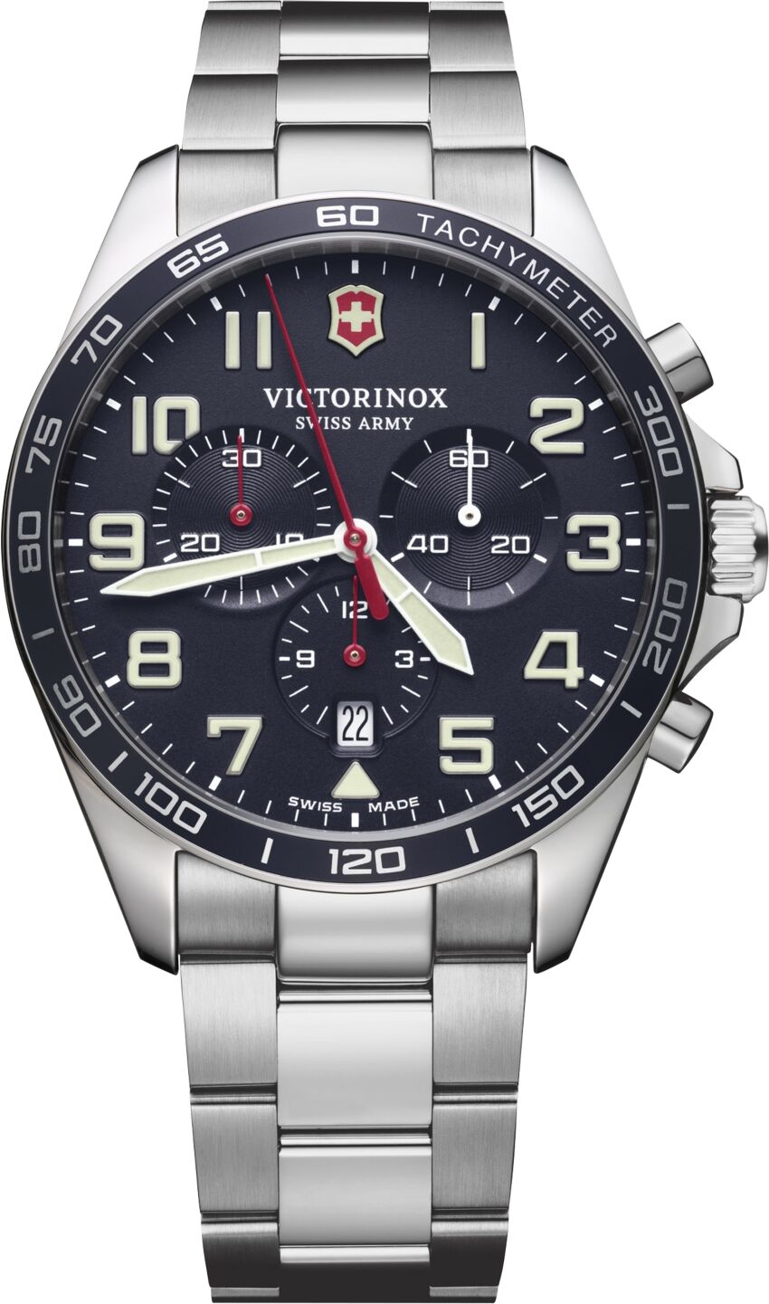 Victorinox Swiss Army Men's Chronograph FieldForce Stainless Steel Bracelet Watch 42mm - Blue