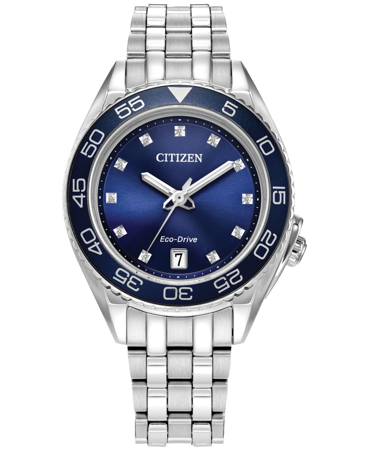 Citizen Eco-Drive Women's Sport Luxury Diamond Accent Stainless Steel Bracelet Watch 35mm - Silver-tone