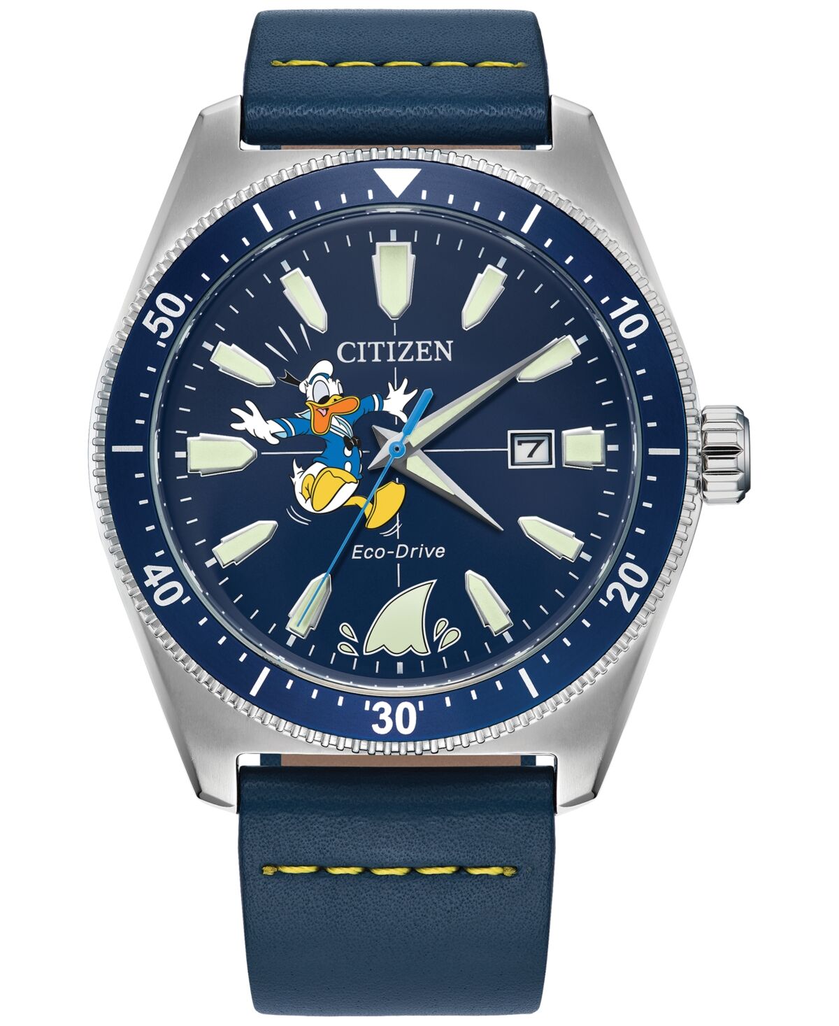 Citizen Eco-Drive Men's Donald Duck Blue Leather Strap Watch 42mm - Blue