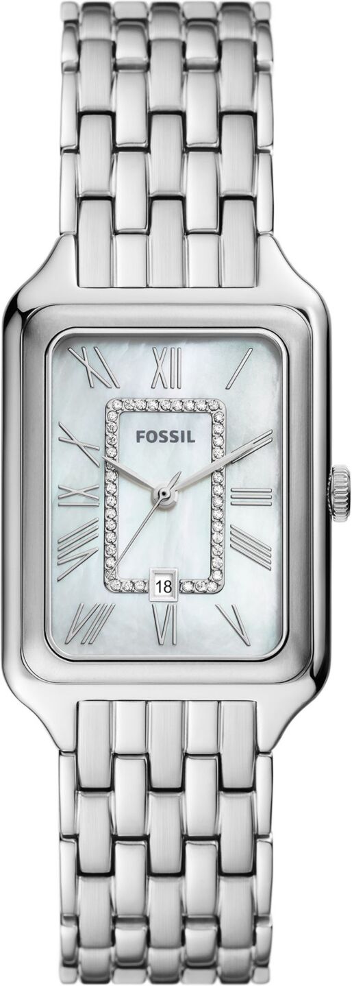 Fossil Women's Raquel Three-Hand Date Silver-Tone Stainless Steel Watch, 26mm - Silver-Tone