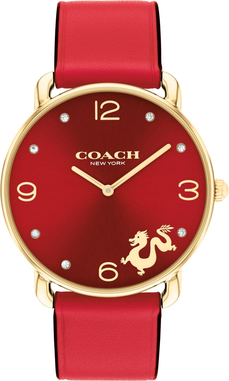 Coach Women's Elliot Lunar New Year Red Leather Strap Watch 36mm - Red