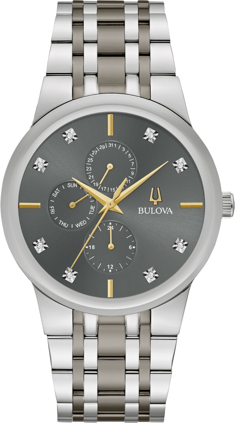 Bulova Men's Modern Diamond Accent Two-Tone Stainless Steel Bracelet Watch 40mm - Gray