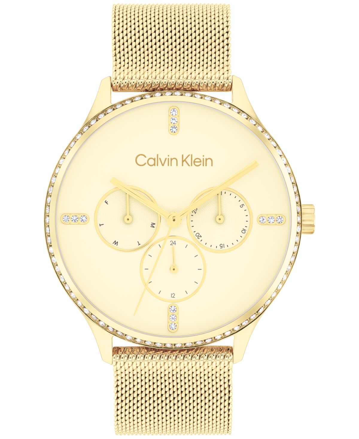 Calvin Klein Women's Multi-Function Gold-Tone Stainless Steel Mesh Bracelet Watch 38mm - Gold
