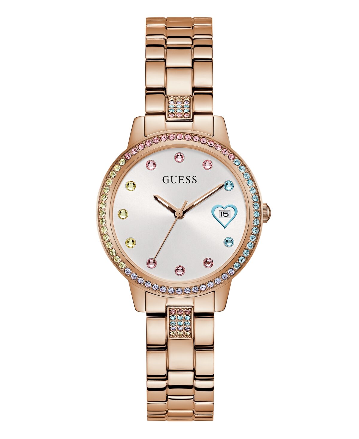Guess Women's Date Rose Gold-Tone Stainless Steel Watch 34mm - Rose Gold-Tone