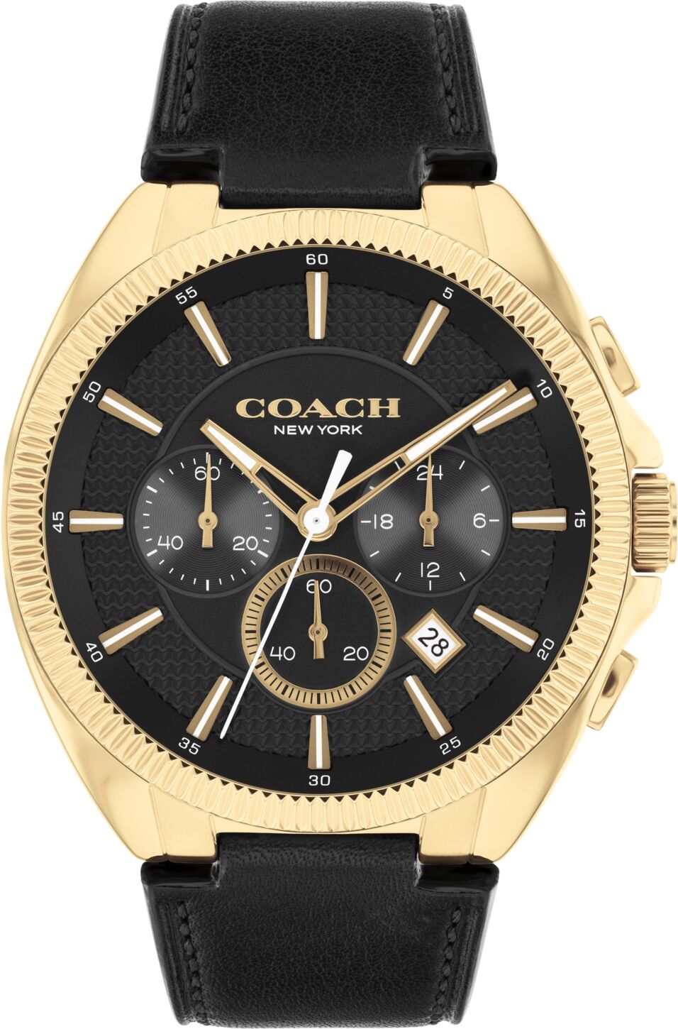 Coach Men's Jackson Black Leather Strap Watch 45mm - Black