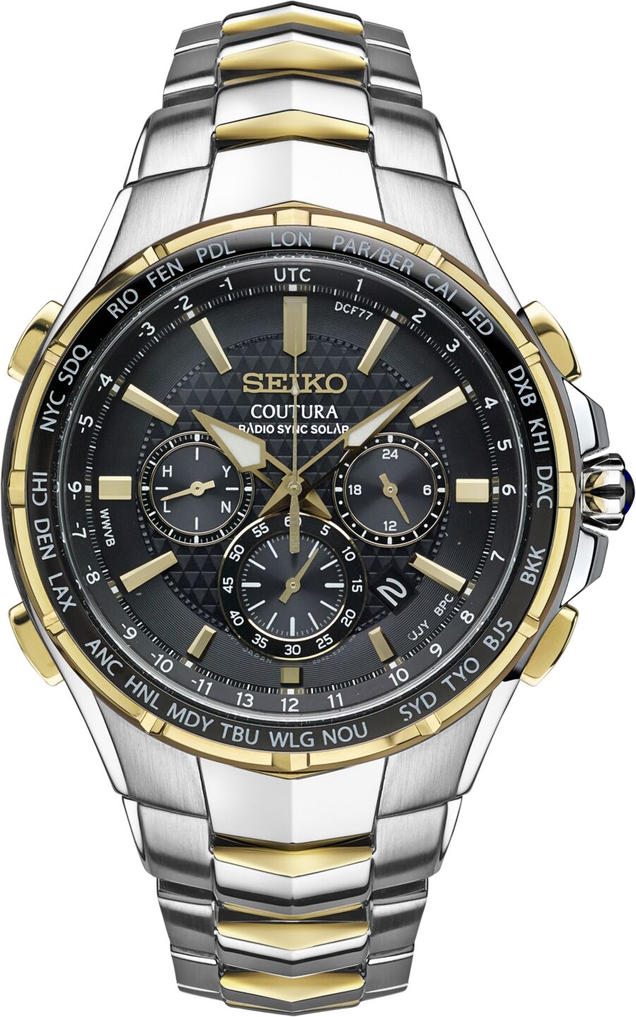 Seiko Men's Coutura Radio Sync Solar Chronograph Two-Tone Stainless Steel Bracelet Watch 45mm SSG010 - Two-Tone