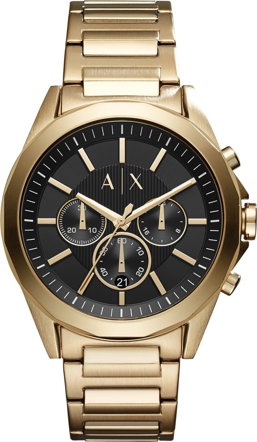 A|x Armani Exchange Men's Chronograph Gold-Tone Stainless Steel Bracelet Watch 44mm - Gold