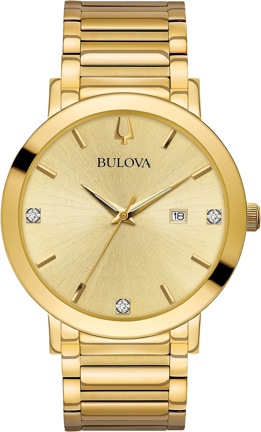 Bulova Men's Futuro Diamond Dress Diamond-Accent Gold-Tone Stainless Steel Bracelet Watch 42mm - Gold