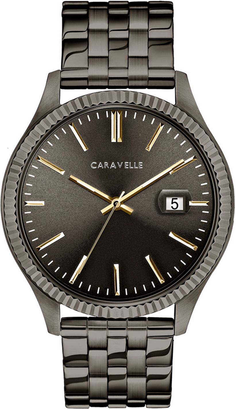 Caravelle Designed by Bulova Men's Gunmetal Stainless Steel Bracelet Watch 41mm