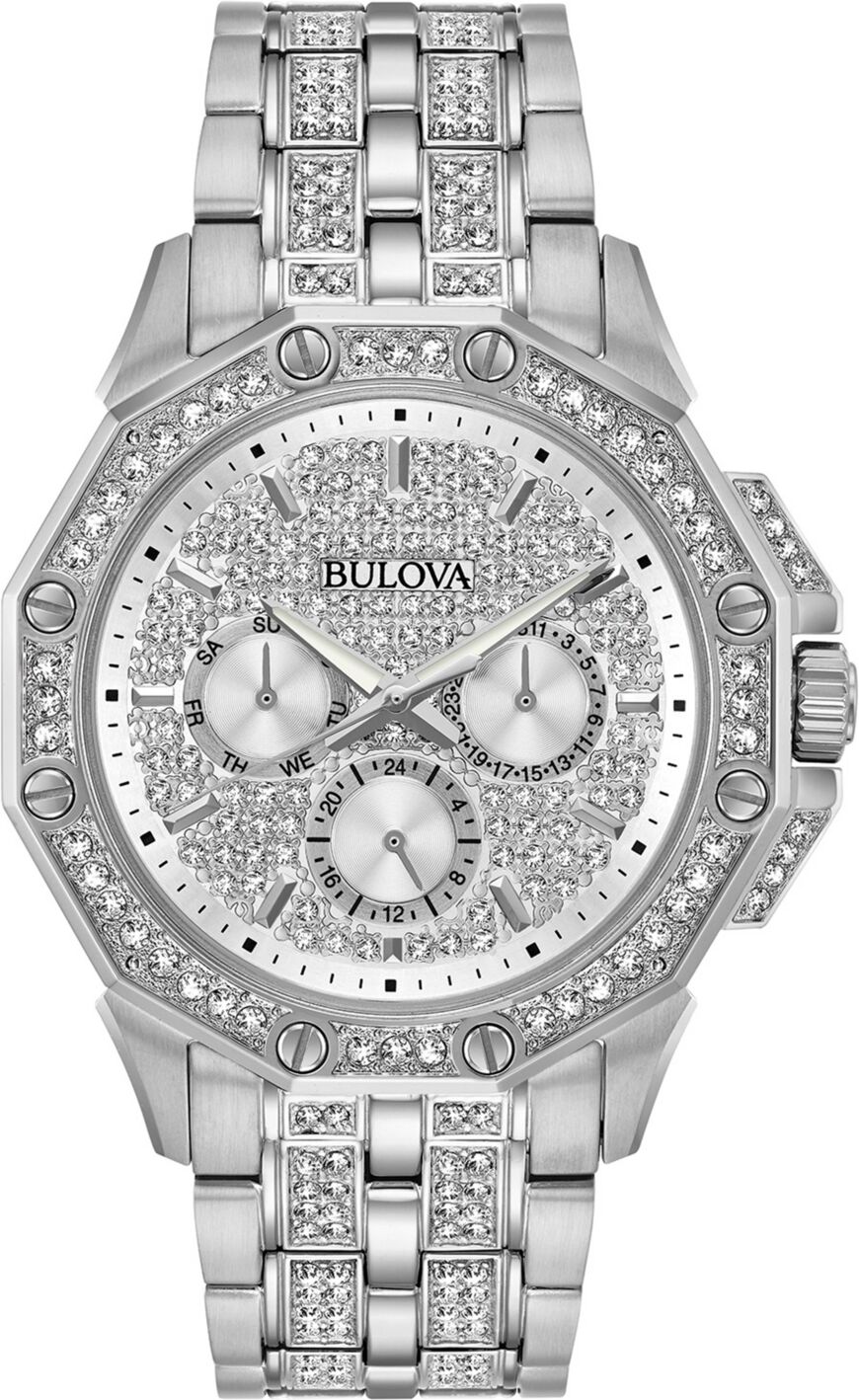 Bulova Men's Stainless Steel & Crystal-Accent Bracelet Watch 41.5mm - Silver