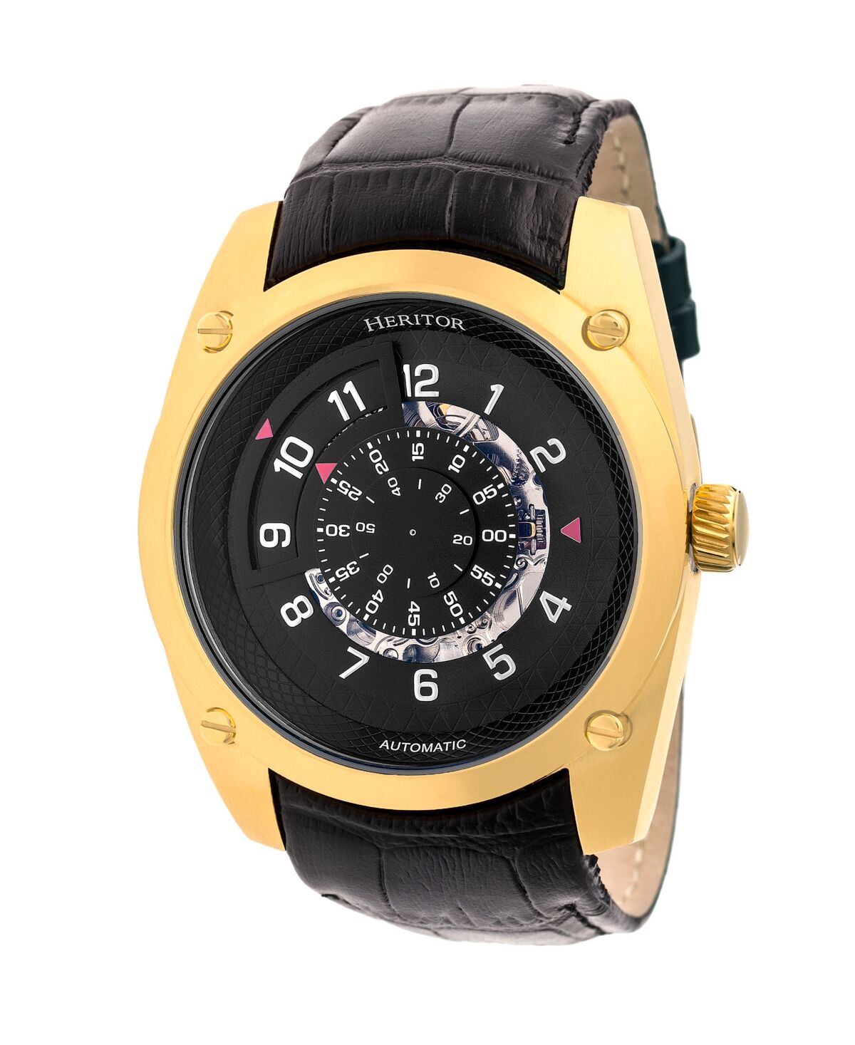 Heritor Automatic Daniels Gold & Black Leather Watches 43mm - Black
